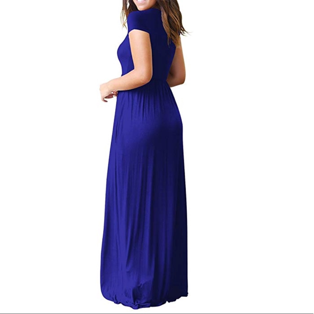 Royal Blue Maxi Dress with Pockets - Picture 2 of 2